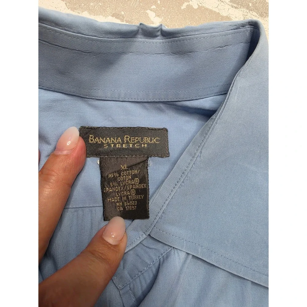 Banana Republic Stretch Mens XL Light Blue Long Sleeve Button Down Dress Shirt